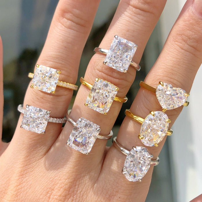 S925 Silver 8A Zircon Ice Flower Cut Wedding Ring