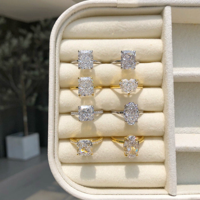 S925 Silver 8A Zircon Ice Flower Cut Wedding Ring