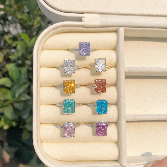 925 Sterling Silver High-Carbon Diamond Colored Super Sparkly Wedding Ring