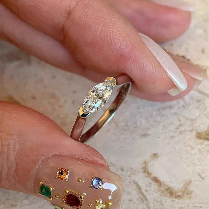925 Sterling Silver Marquise Zircon Ring