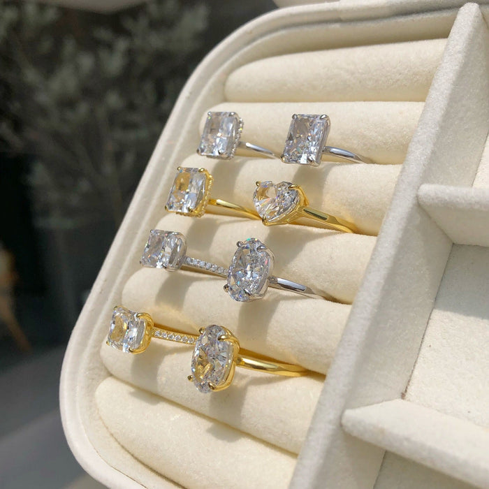 S925 Silver 8A Zircon Ice Flower Cut Wedding Ring