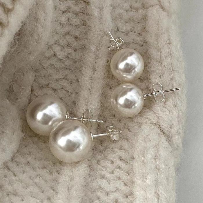 925 Sterling Silver Pearl Stud Earrings