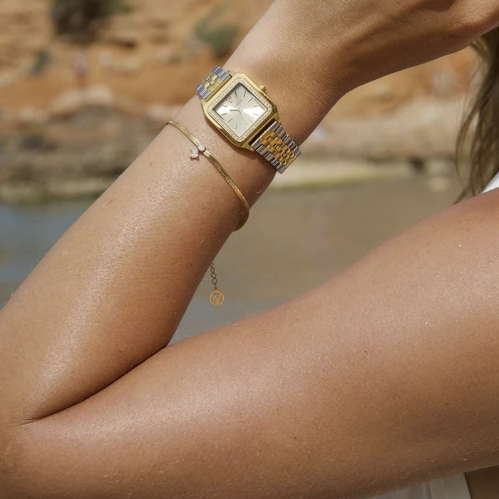 18k electroplated square water drop pendant bracelet