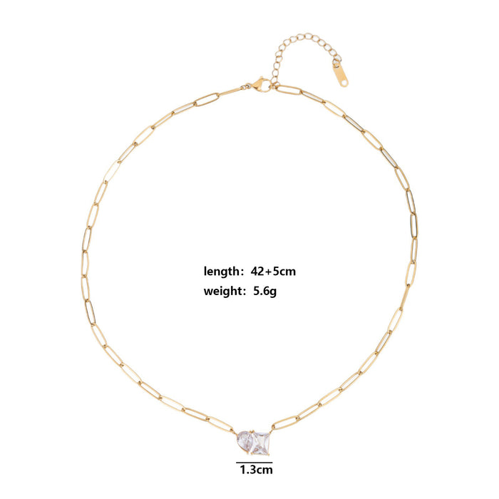 18k gold-plated titanium steel pear-shaped square zircon necklace