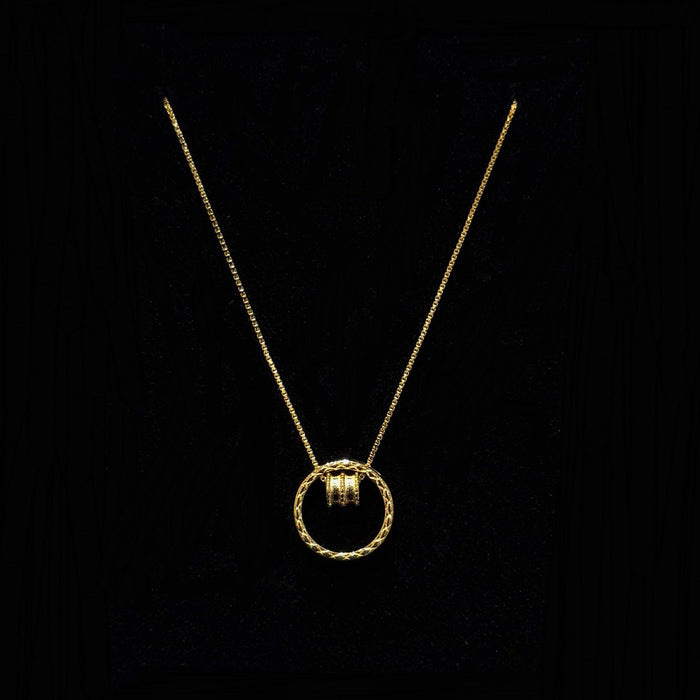 925 Silver Slim Waist Engraved Circle Necklace