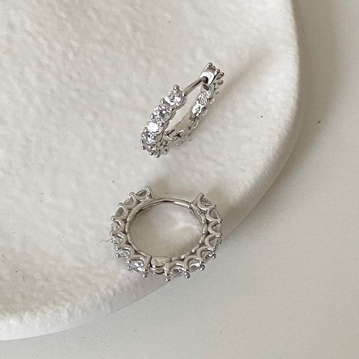 925 Sterling Silver Round Ear Cuffs with Diamond Earrings