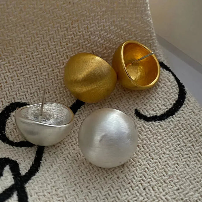 925 Sterling Silver Brushed Ball Stud Earrings