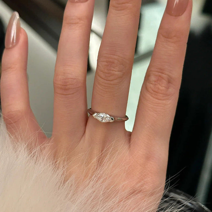 925 Sterling Silver Marquise Zircon Ring