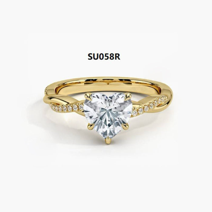 High-End 925 Sterling Silver Wedding Ring with D-Color 1-Carat Moissanite