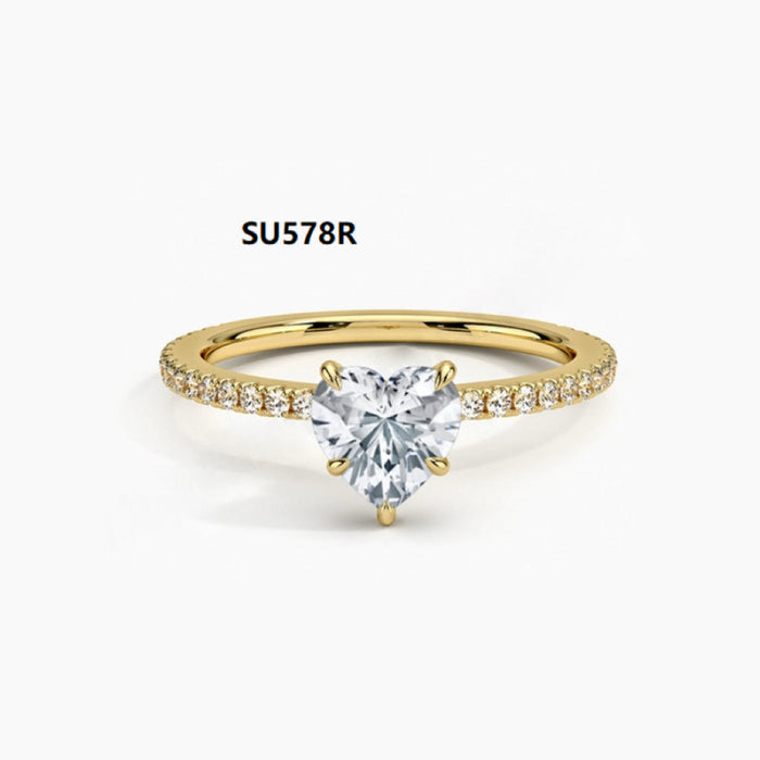 925 Sterling Silver 1-Carat Heart-Shaped Moissanite Wedding Ring