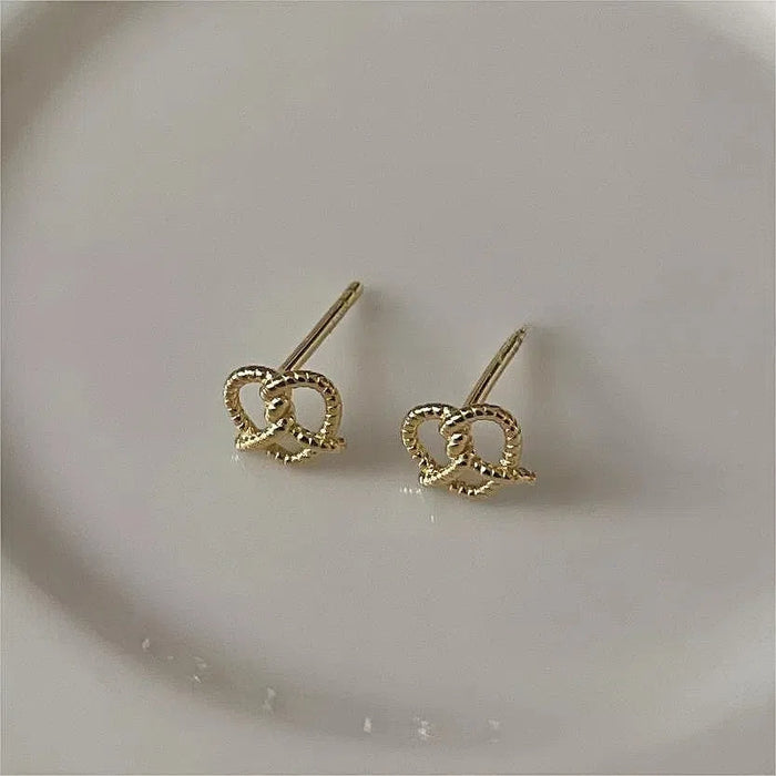 925 Sterling Silver Hollow Cross Heart Stud Earrings