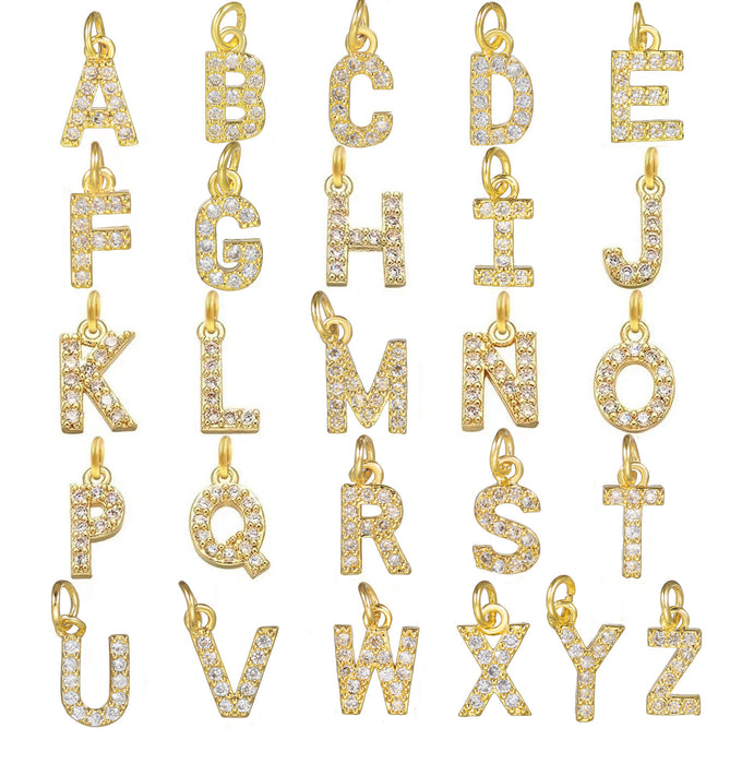26 small letter snake chain necklaces with diamonds