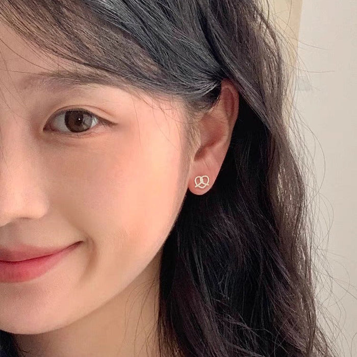 925 Sterling Silver Hollow Cross Heart Stud Earrings