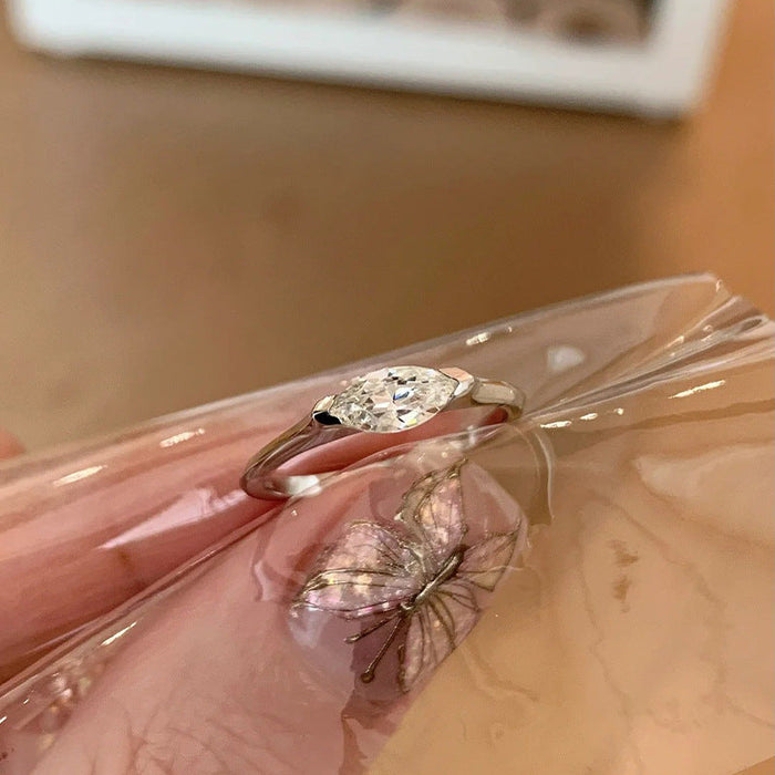 925 Sterling Silver Marquise Zircon Ring