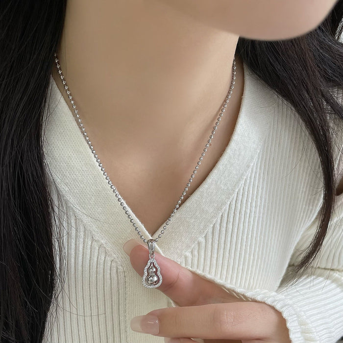 925 Sterling Silver Lucky Gourd Pendant Necklace