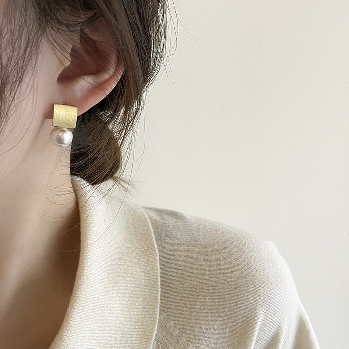 925 Sterling Silver Bead Matte Brushed Stud Earrings