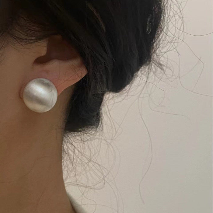 925 Sterling Silver Brushed Ball Stud Earrings