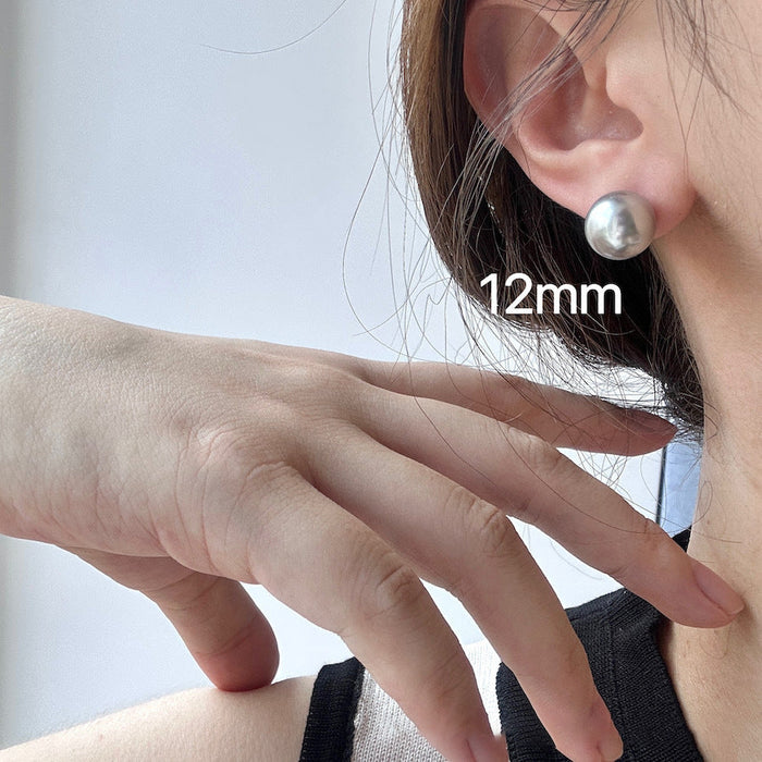 925 Sterling Silver Tahitian Black Pearl Pin Earrings