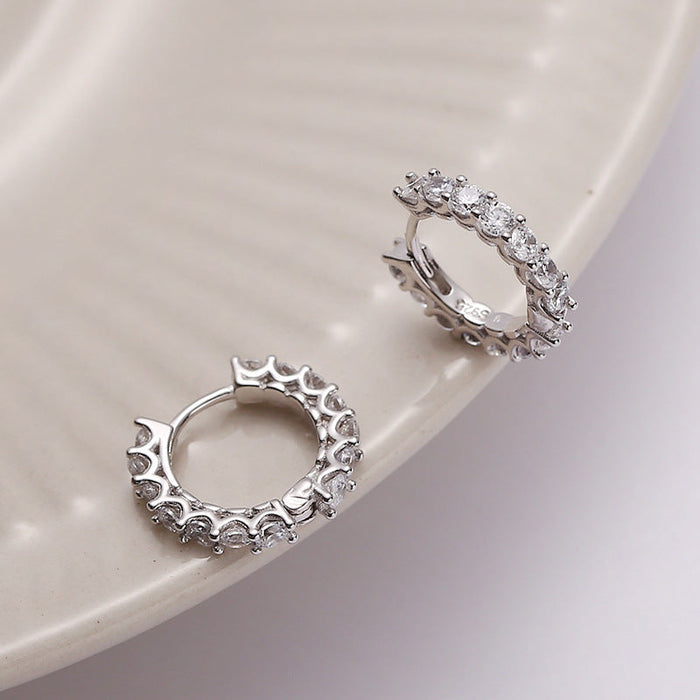925 Sterling Silver Round Ear Cuffs with Diamond Earrings