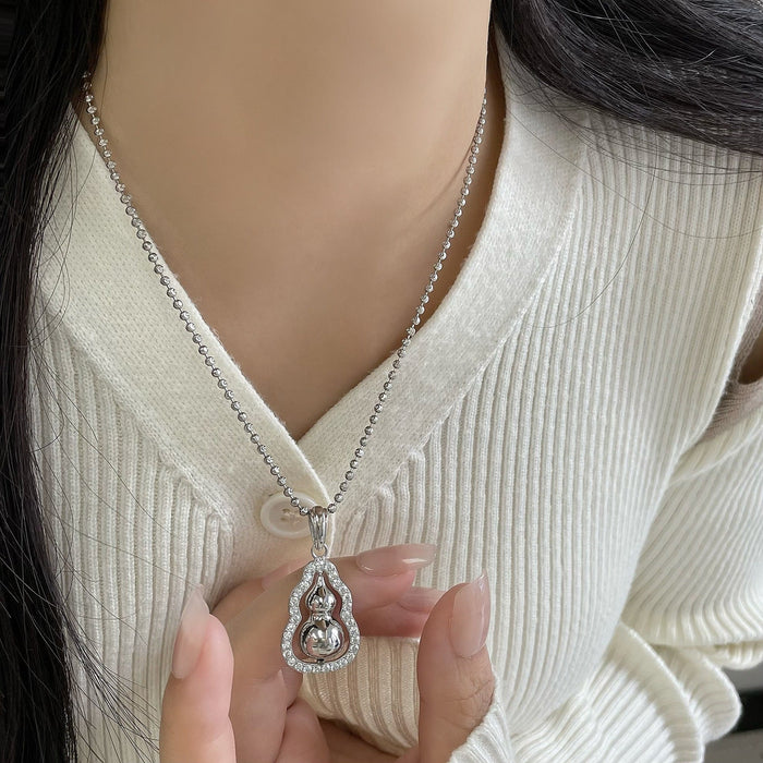 925 Sterling Silver Lucky Gourd Pendant Necklace