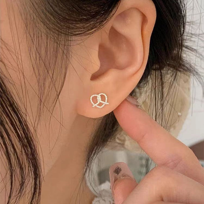 925 Sterling Silver Hollow Cross Heart Stud Earrings