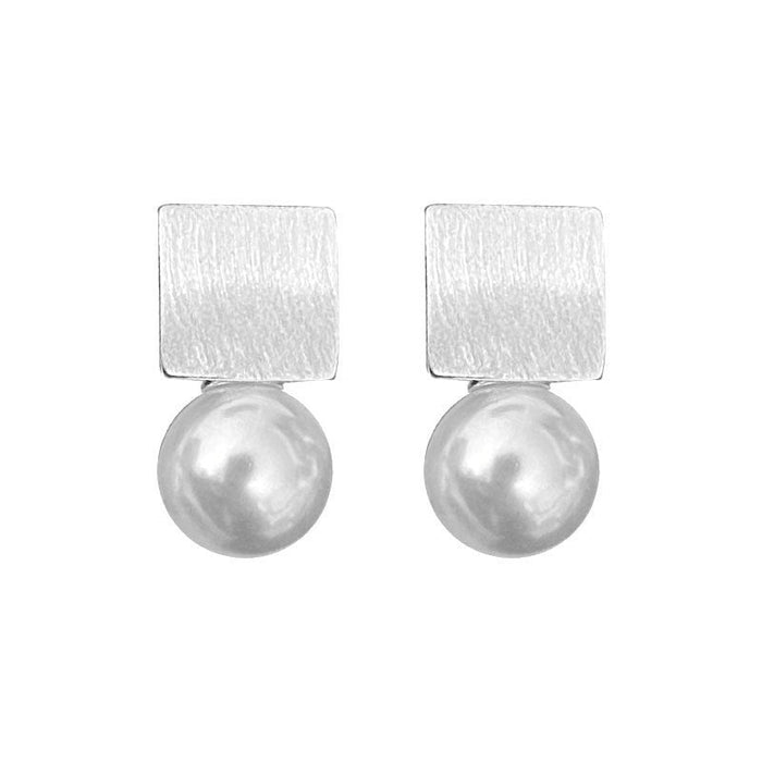 925 Sterling Silver Bead Matte Brushed Stud Earrings