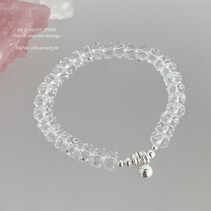 Super flash artificial white crystal silver ball bracelet