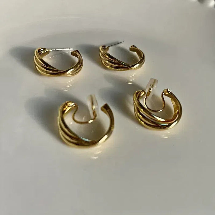 Round Metal Hoop Stud Earrings