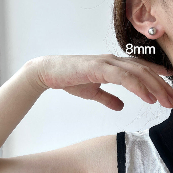 925 Sterling Silver Tahitian Black Pearl Pin Earrings