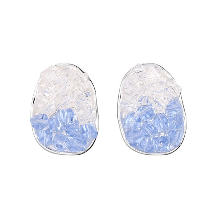 925 Silver Light Blue Crystal Stud Earrings