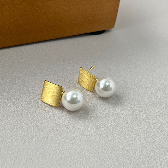 925 Sterling Silver Bead Matte Brushed Stud Earrings