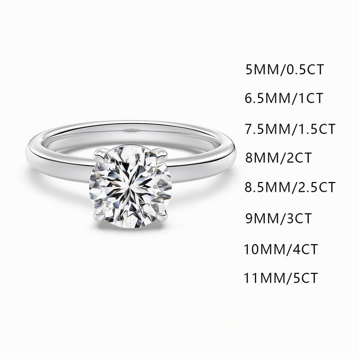 S925 Sterling Silver Single Main Diamond Proposal Wedding Ring