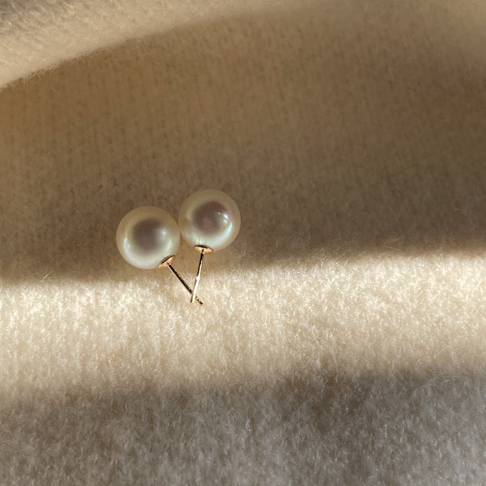 925 Sterling Silver Pin Iridescent Crystal Large Pearl Stud Earrings