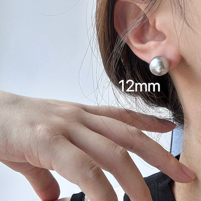 925 Sterling Silver Tahitian Black Pearl Pin Earrings