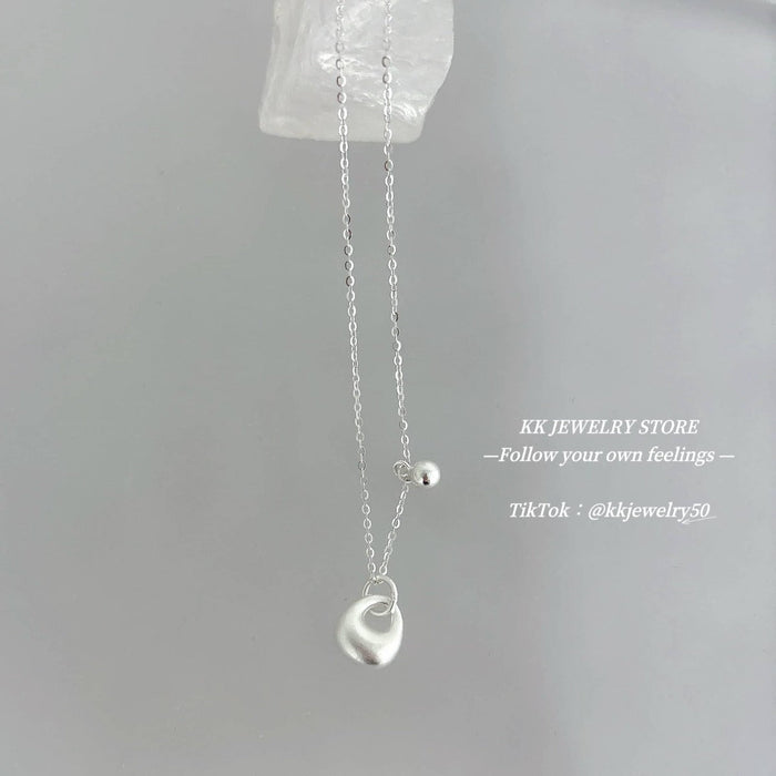 S925 Sterling Silver Matte Frosted Small Silver Lump Necklace