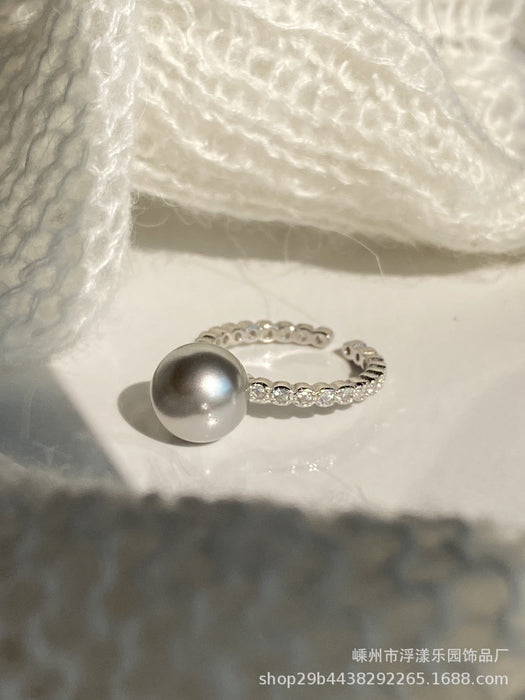 925 Silver 10mm Artificial Pearl Open Ring