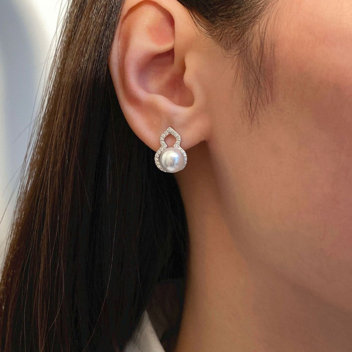 925 Silver 5mm Pearl Gourd Stud Earrings
