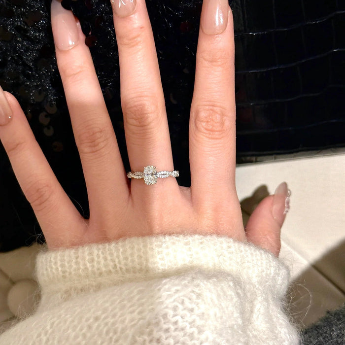 925 Silver 5×7mm Ballet High Carbon Diamond Ring