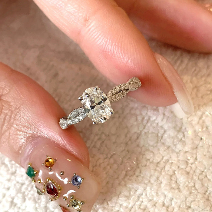 925 Silver 5×7mm Ballet High Carbon Diamond Ring