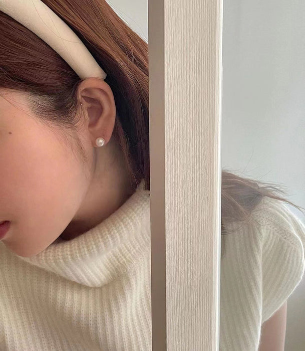 925 Silver Artificial Pearl Stud Earrings