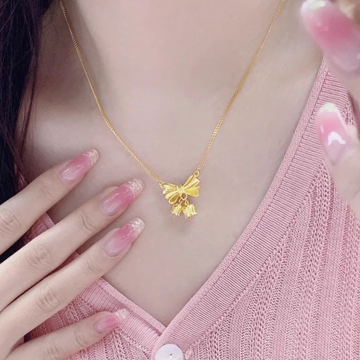 925 Silver Bow & Lily of the Valley Necklace