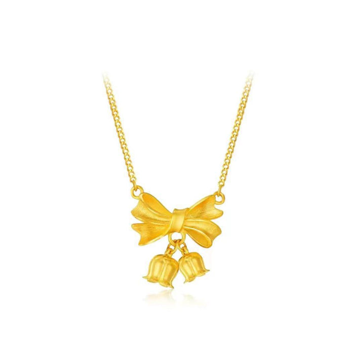 925 Silver Bow & Lily of the Valley Necklace