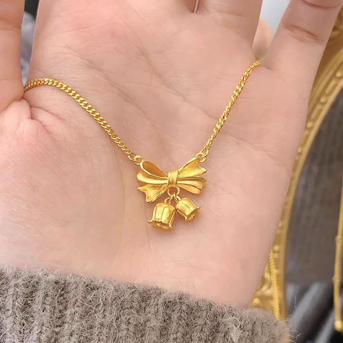 925 Silver Bow & Lily of the Valley Necklace