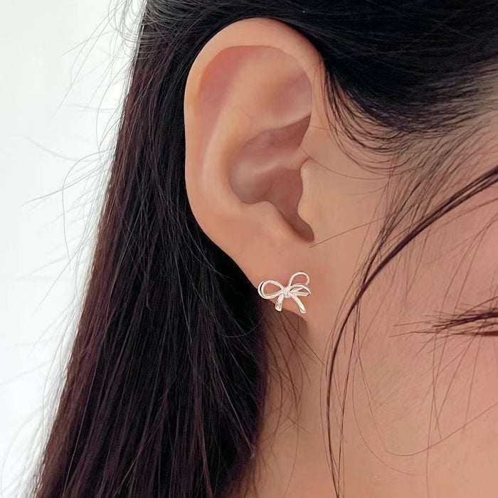 925 Silver Bowknot Hollow-Out Earrings