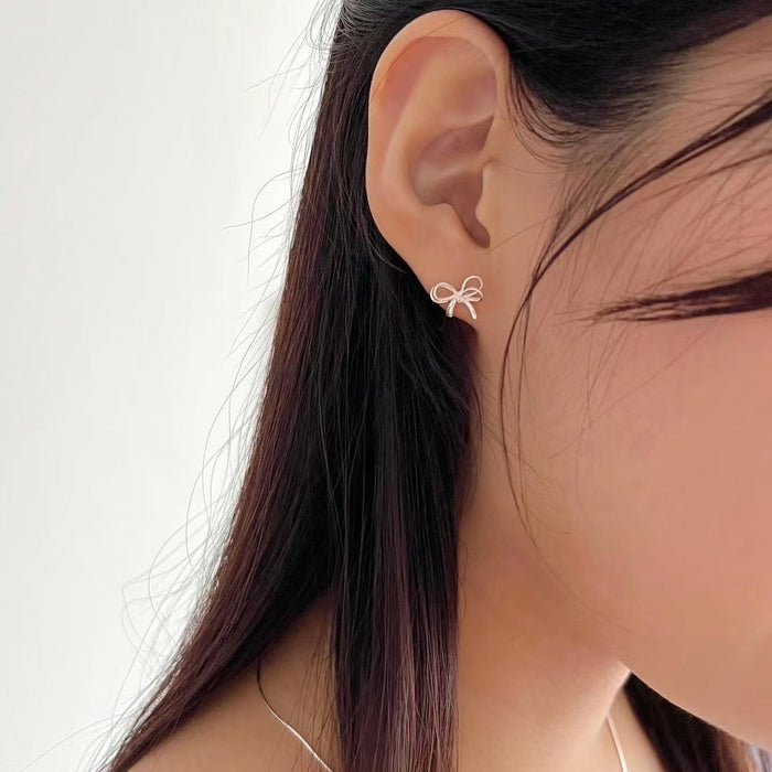 925 Silver Bowknot Hollow-Out Earrings