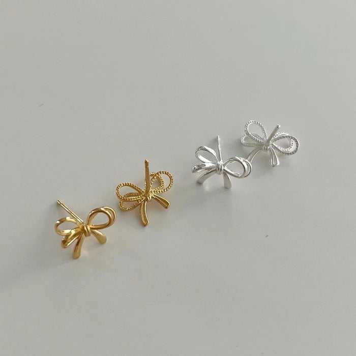 925 Silver Bowknot Hollow-Out Earrings