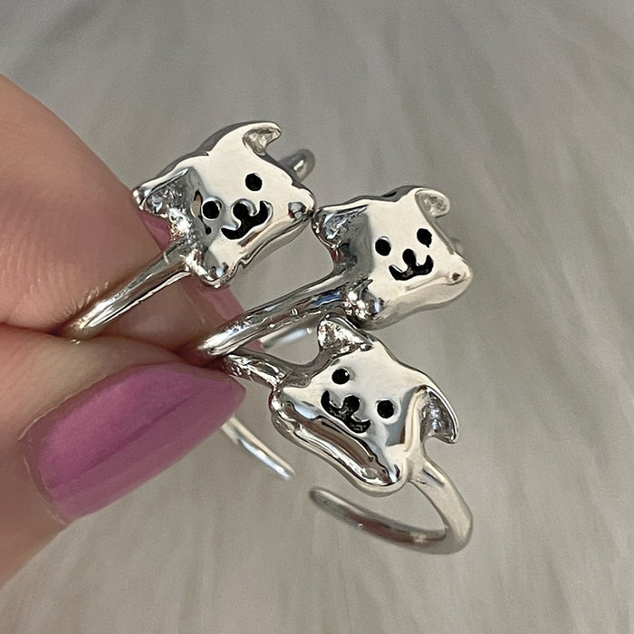 925 Silver Cartoon Puppy Ring