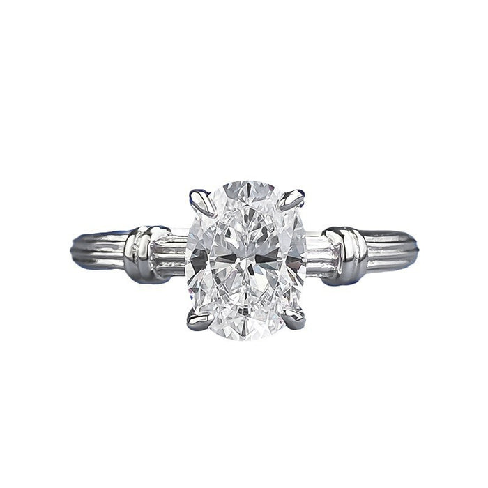 925 Silver Gold-Plated 6×8mm Knotted Solitaire Diamond Ring