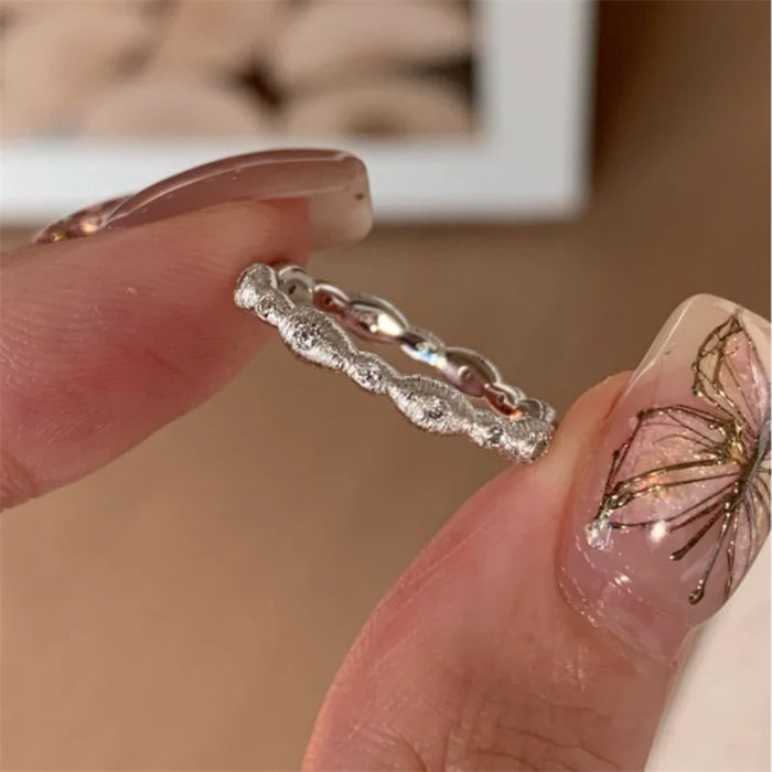 925 Silver Gold-Plated Handmade Brushed Bamboo Ring