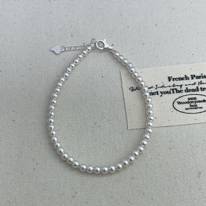 925 Silver Millet Bead Pearl Bracelet